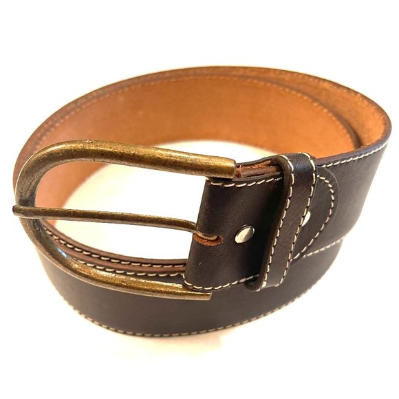 La Pelle Designer Leather Accessories La Pelle Isabel Black Round Buckle Leather Belt